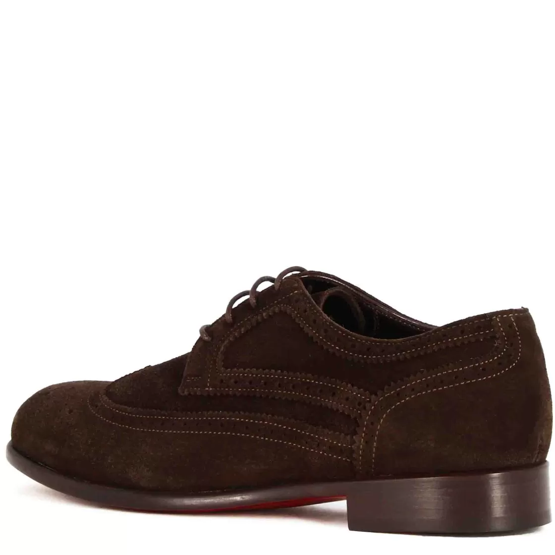 Store Leonardo Shoes Derby Elegante Da Uomo In Pelle Scamosciata Colore Marrone Scuro