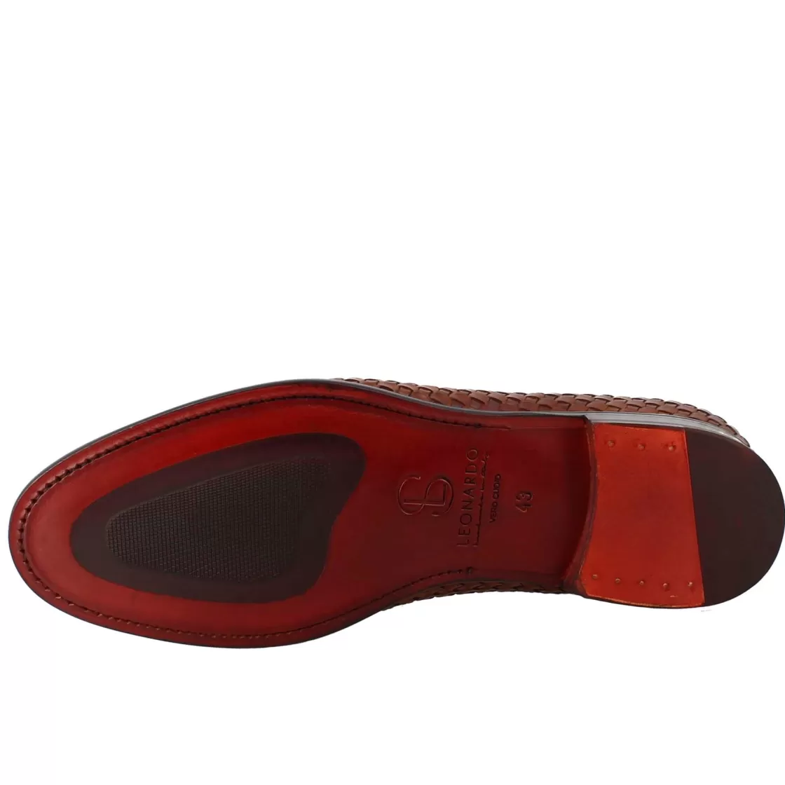 Hot Leonardo Shoes Derby Elegante Da Uomo In Pelle Fiore Intrecciata Marrone