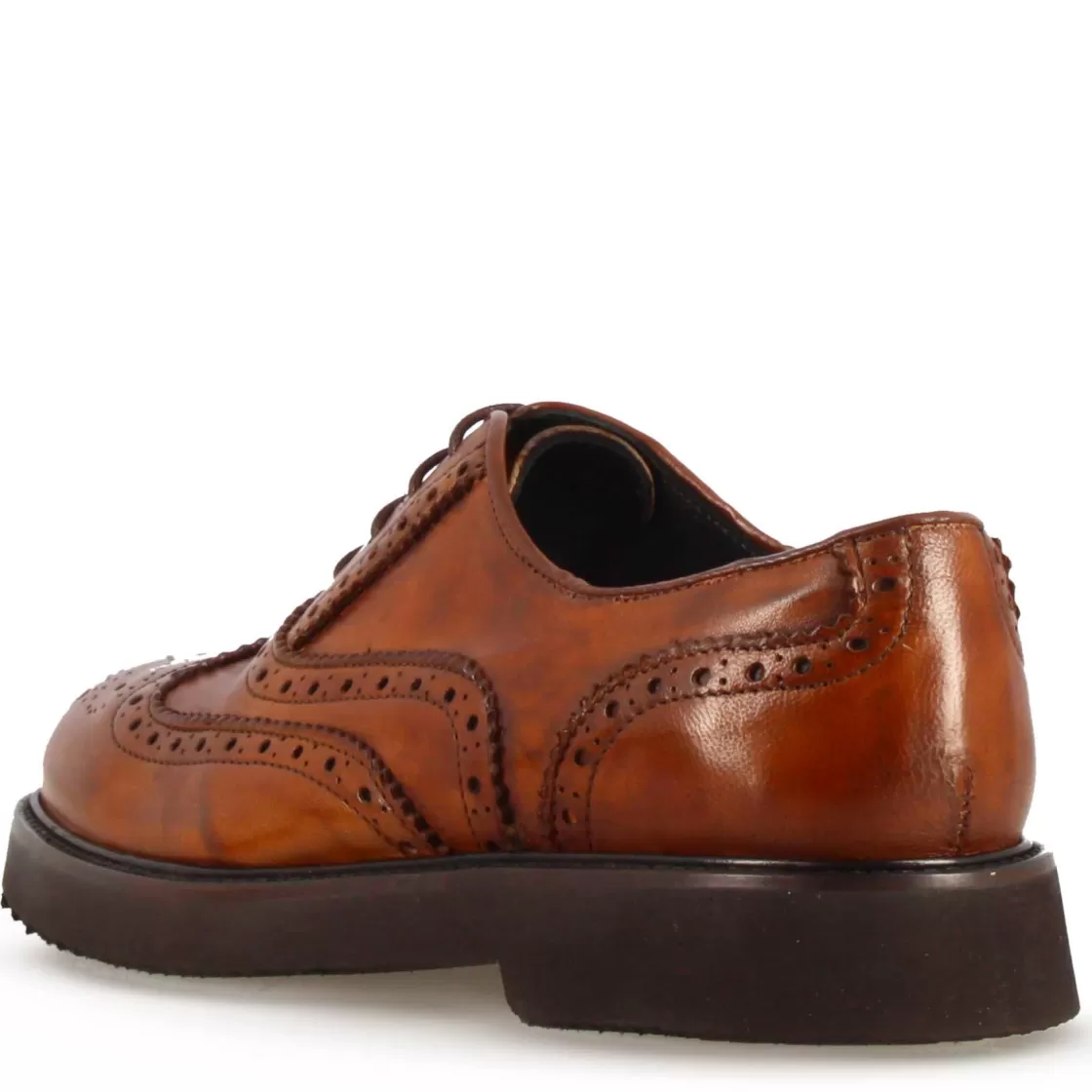 Best Sale Leonardo Shoes Francesina Brogue Da Donna In Pelle Colore Marrone