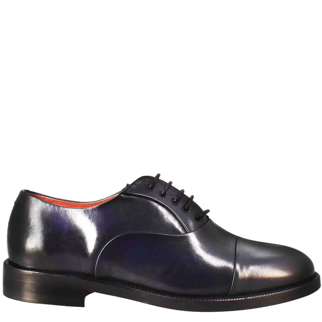 Discount Leonardo Shoes Francesina Da Donna Con Cucitura Sulla Punta In Pelle Colore Blu