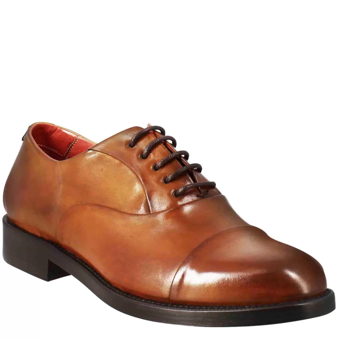 Cheap Leonardo Shoes Francesina Da Donna Con Cucitura Sulla Punta In Pelle Colore Chiaro Marrone