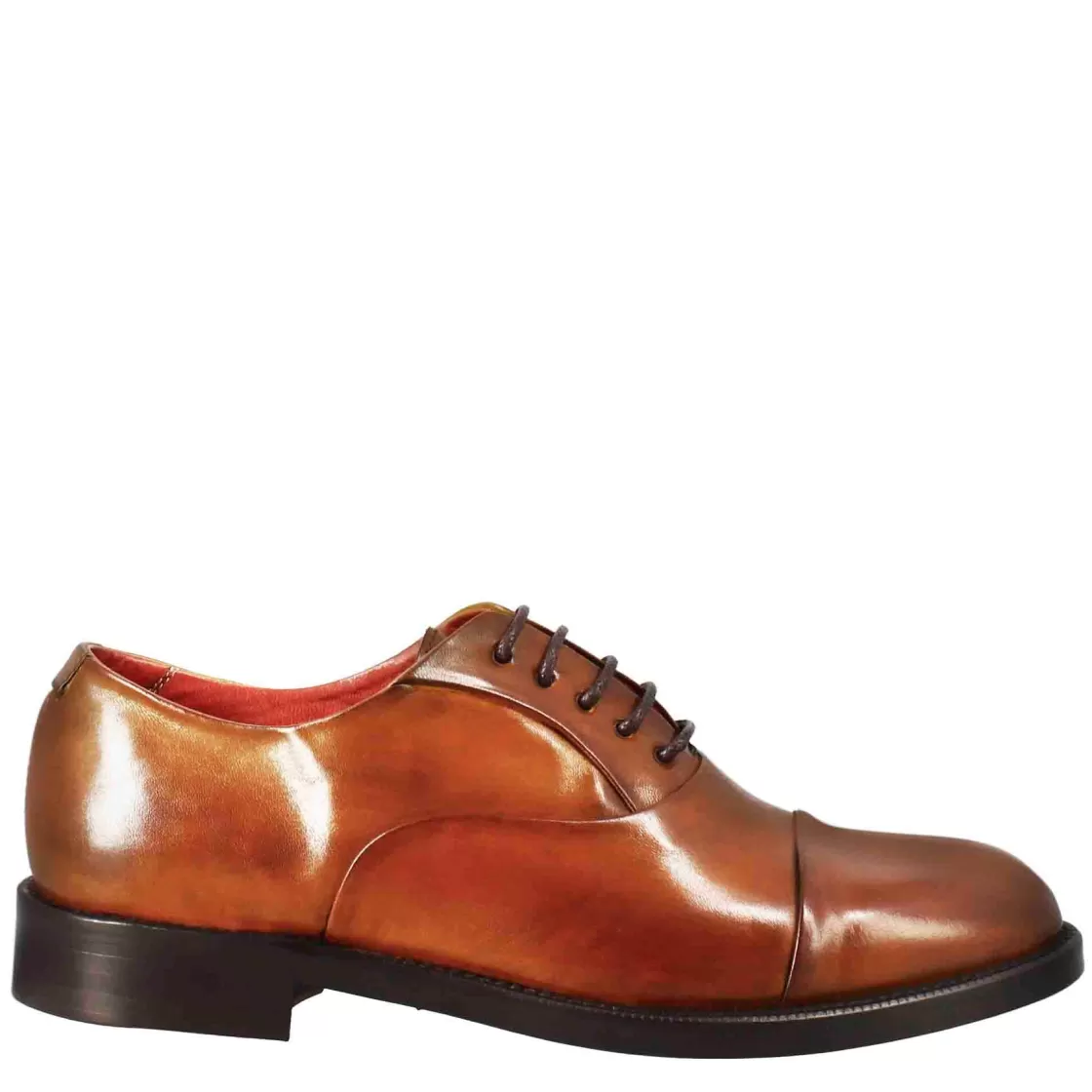 Cheap Leonardo Shoes Francesina Da Donna Con Cucitura Sulla Punta In Pelle Colore Chiaro Marrone
