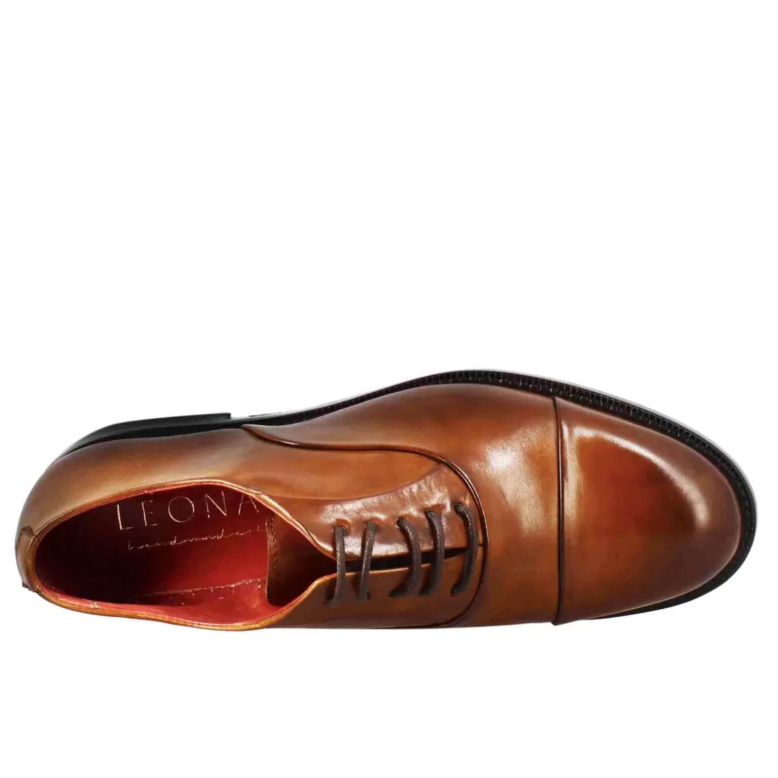 Cheap Leonardo Shoes Francesina Da Donna Con Cucitura Sulla Punta In Pelle Colore Chiaro Marrone