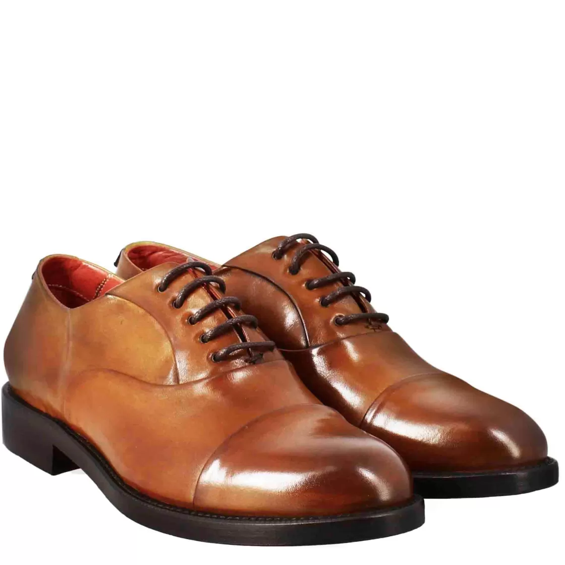 Cheap Leonardo Shoes Francesina Da Donna Con Cucitura Sulla Punta In Pelle Colore Chiaro Marrone