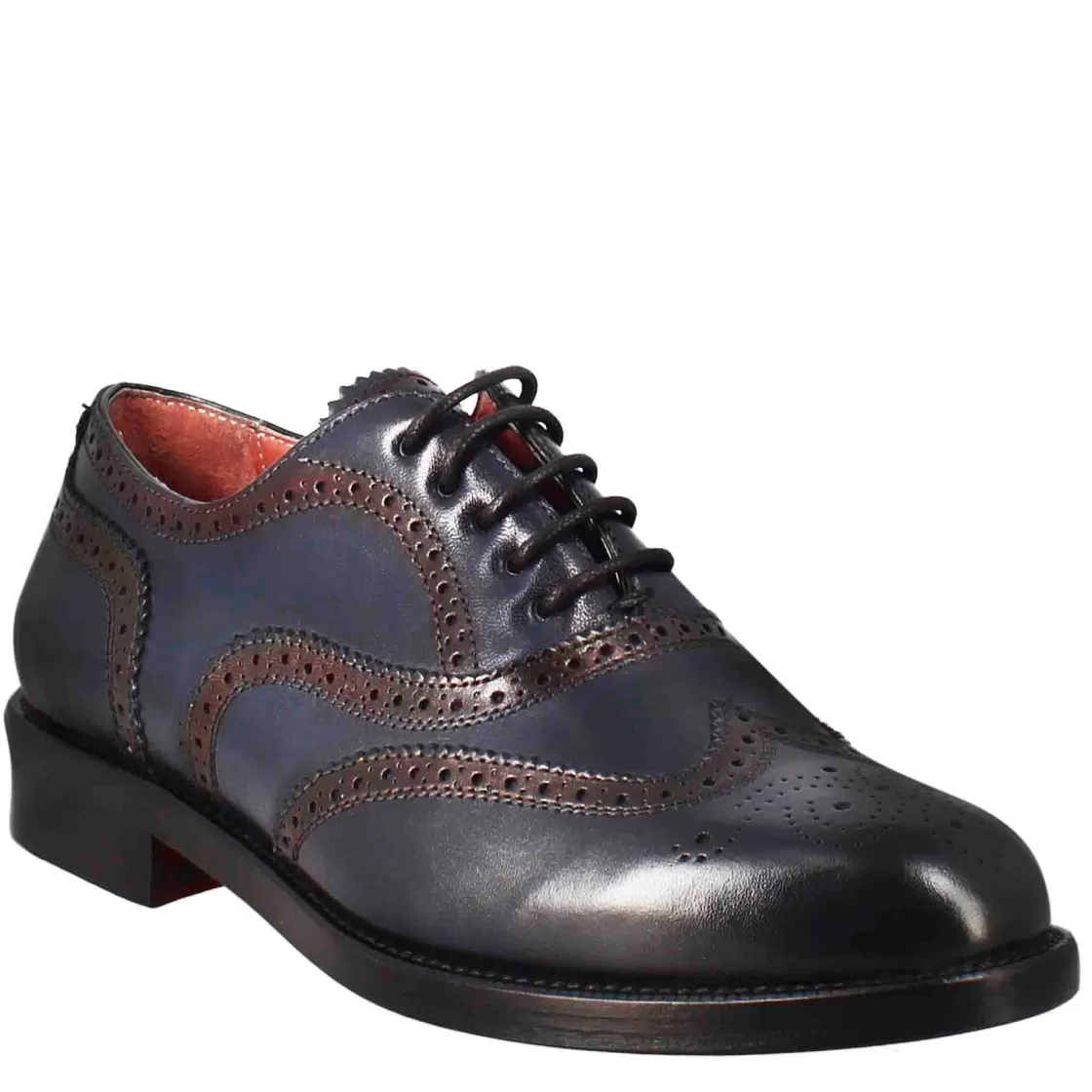 Cheap Leonardo Shoes Francesina Da Donna Con Effetto Brogue In Pelle Colore Blu