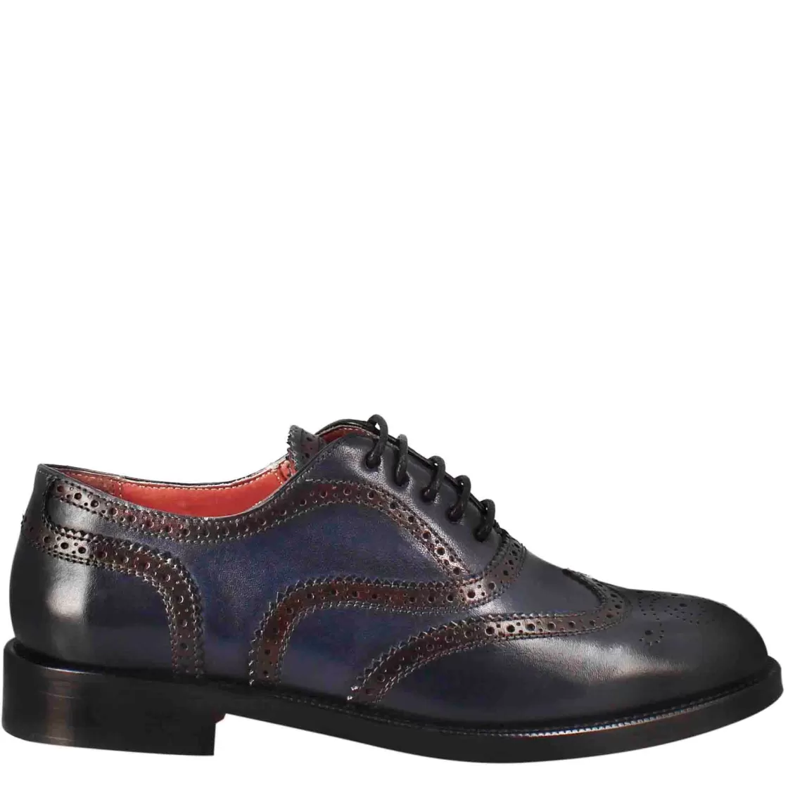 Cheap Leonardo Shoes Francesina Da Donna Con Effetto Brogue In Pelle Colore Blu