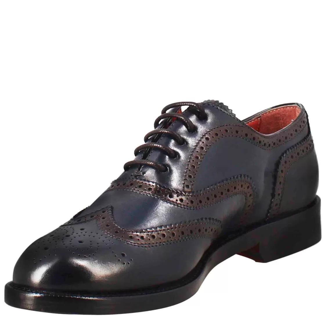 Cheap Leonardo Shoes Francesina Da Donna Con Effetto Brogue In Pelle Colore Blu