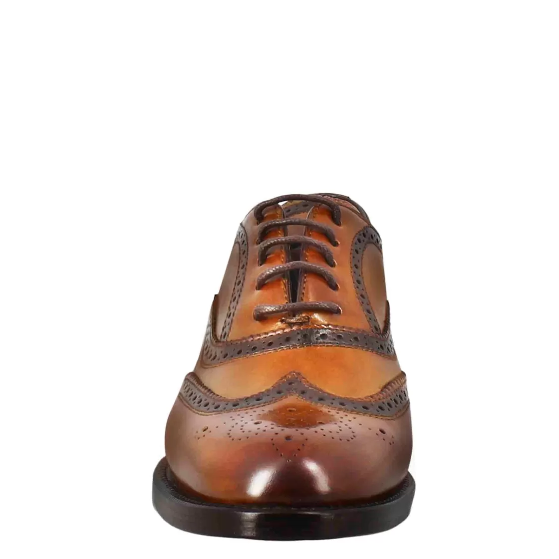 Flash Sale Leonardo Shoes Francesina Da Donna Con Effetto Brogue In Pelle Colore Chiaro Marrone