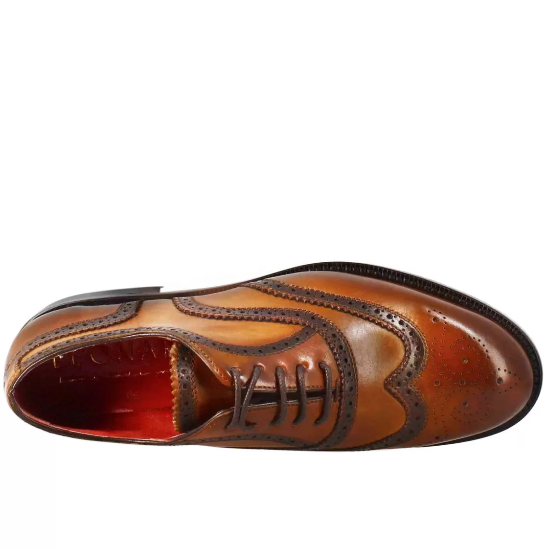 Flash Sale Leonardo Shoes Francesina Da Donna Con Effetto Brogue In Pelle Colore Chiaro Marrone