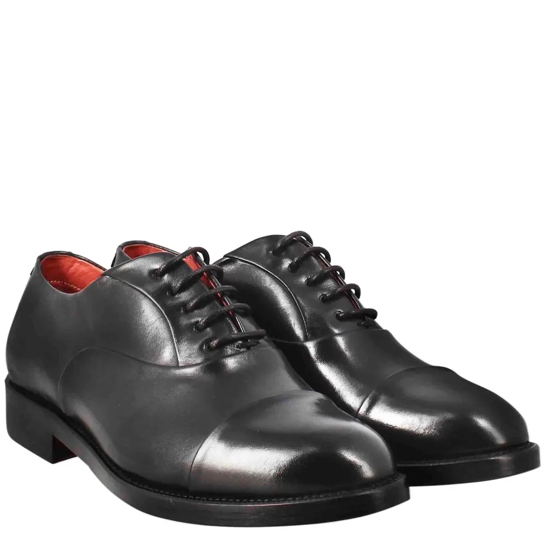 Hot Leonardo Shoes Francesina Da Donna Cucita Sulla Punta In Pelle Colore Nero