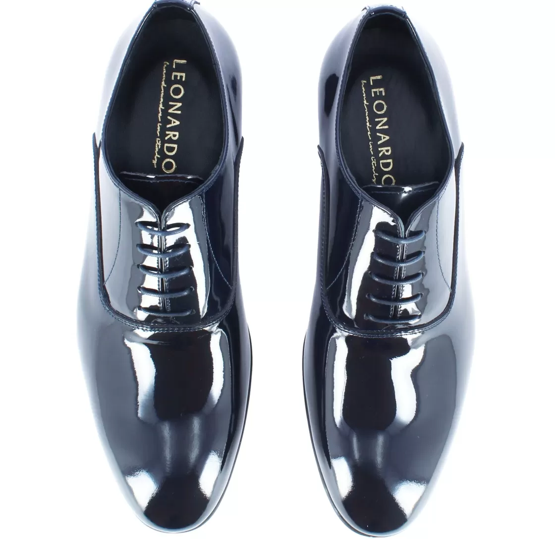 Fashion Leonardo Shoes Francesina Elegante Da Uomo In Pelle Verniciata Colore Da Cerimonia Blu