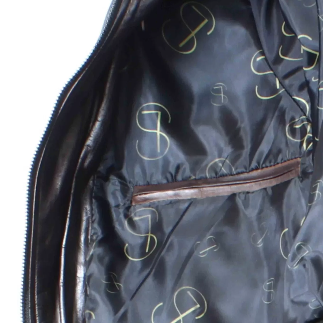 Discount Leonardo Shoes Giacca Bomber Leo Da Uomo Fatta A Mano In Pelle Marrone Marrone Scuro
