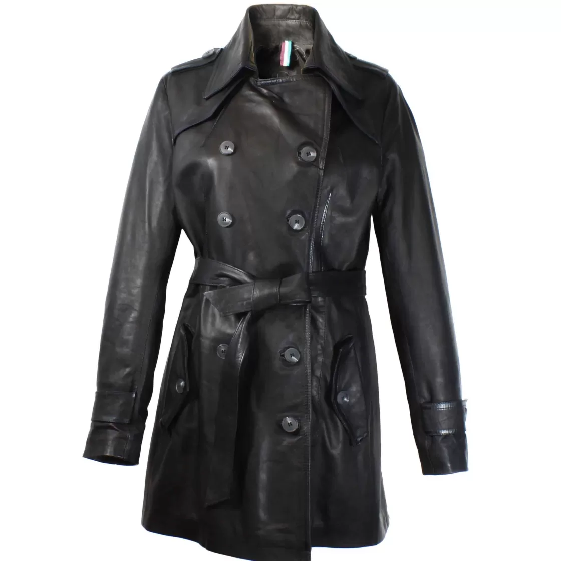 Outlet Leonardo Shoes Giacca Da Donna Stile Trench In Pelle Alta Qualità Colore Nero