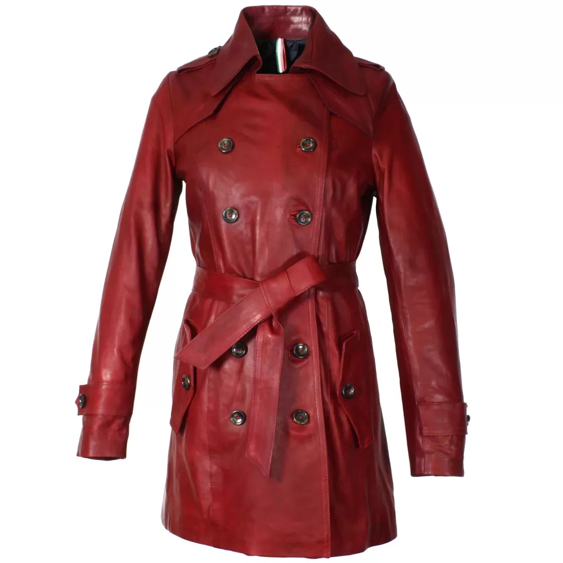 Online Leonardo Shoes Giacca Da Donna Stile Trench In Pelle Alta Qualità Colore Rosso