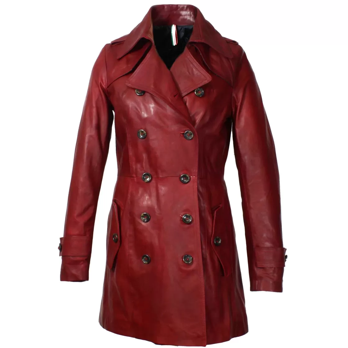 Online Leonardo Shoes Giacca Da Donna Stile Trench In Pelle Alta Qualità Colore Rosso