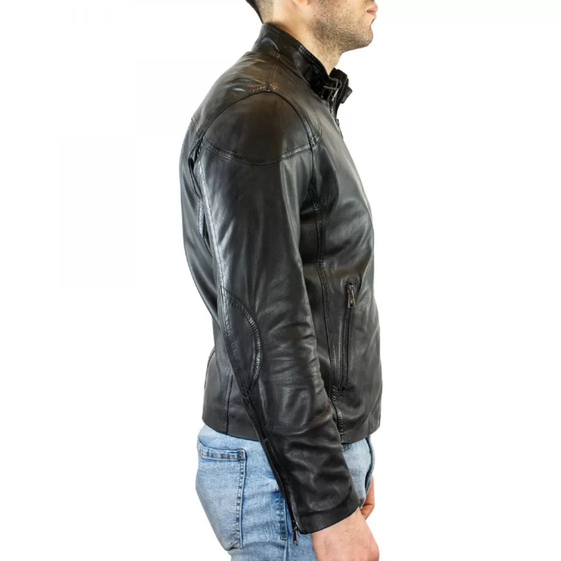 Flash Sale Leonardo Shoes Giacca Da Uomo Cosimo Tuscany Fatta A Mano In Pelle Di Agnello Nera Nero