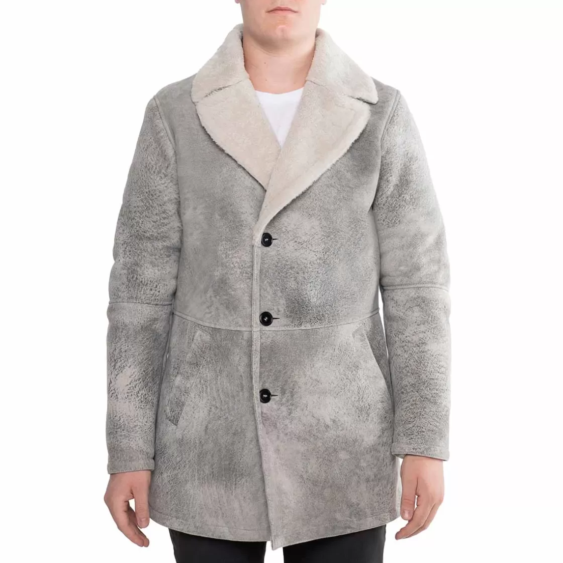 Sale Leonardo Shoes Giacca Doppio Petto Da Uomo In Pelle Di Montone Grigia Grigio