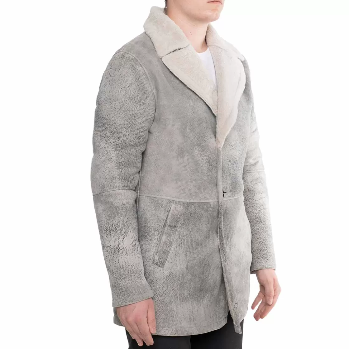 Sale Leonardo Shoes Giacca Doppio Petto Da Uomo In Pelle Di Montone Grigia Grigio