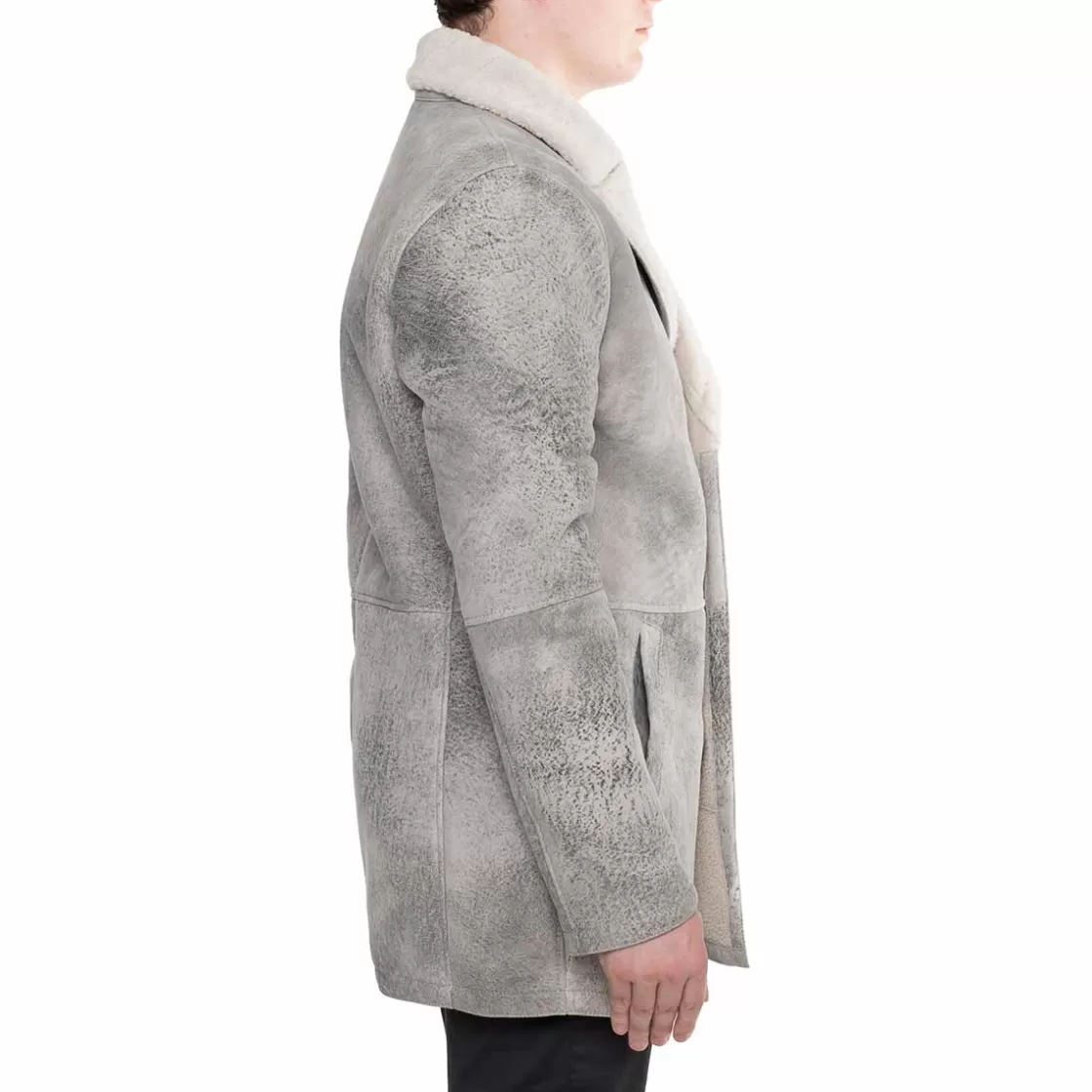 Sale Leonardo Shoes Giacca Doppio Petto Da Uomo In Pelle Di Montone Grigia Grigio