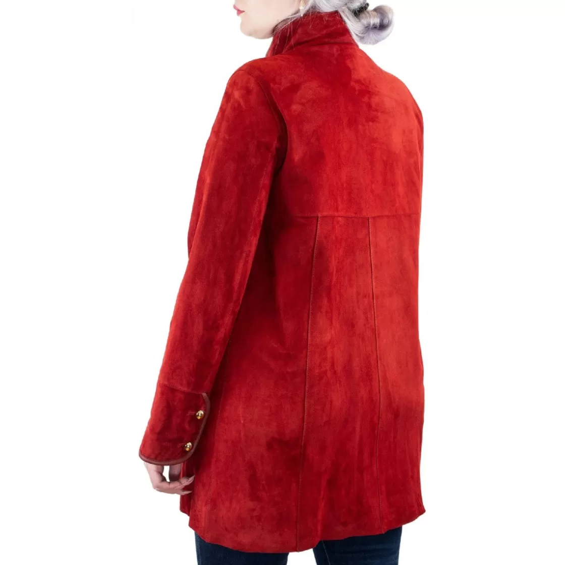 Best Sale Leonardo Shoes Giacca Elegante Reversibile Abois Da Donna Fatta A Mano In Pelle Di Renna Rossa Con Bottoni Rosso