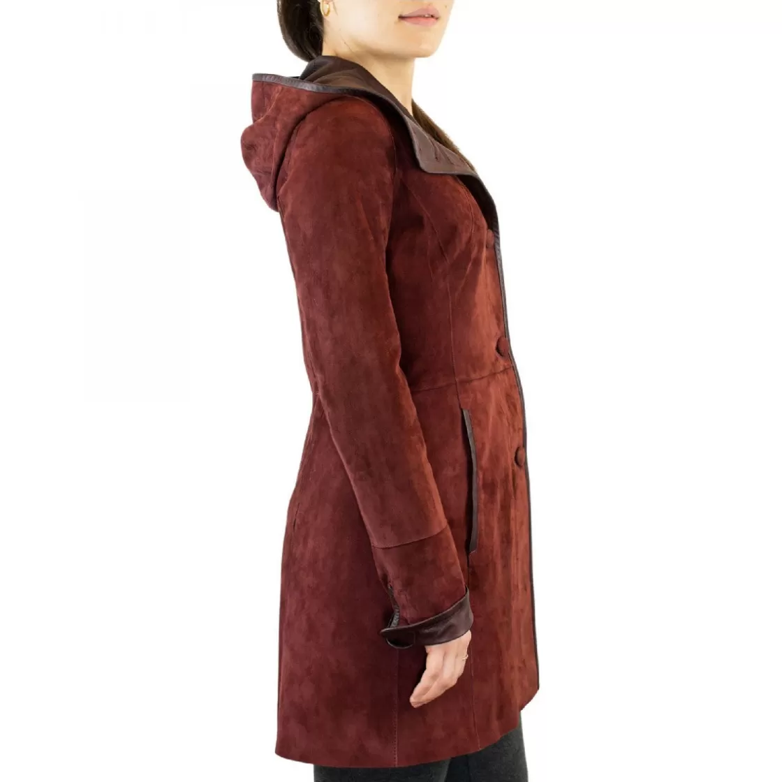 Discount Leonardo Shoes Giacca Elegante Reversibile Da Donna Fatta A Mano In Pelle Di Renna E Agnello Bordeaux Bordo