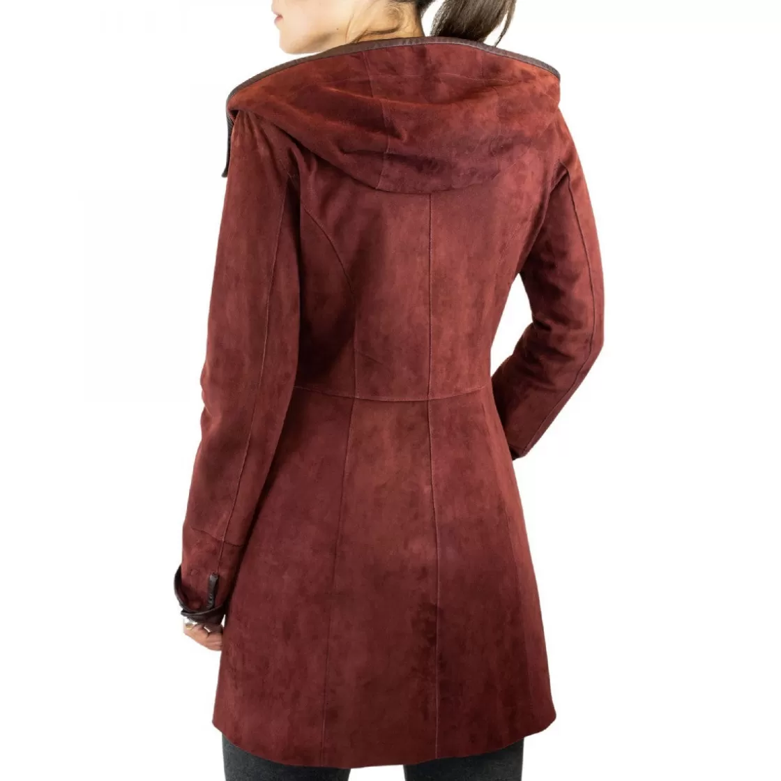 Discount Leonardo Shoes Giacca Elegante Reversibile Da Donna Fatta A Mano In Pelle Di Renna E Agnello Bordeaux Bordo