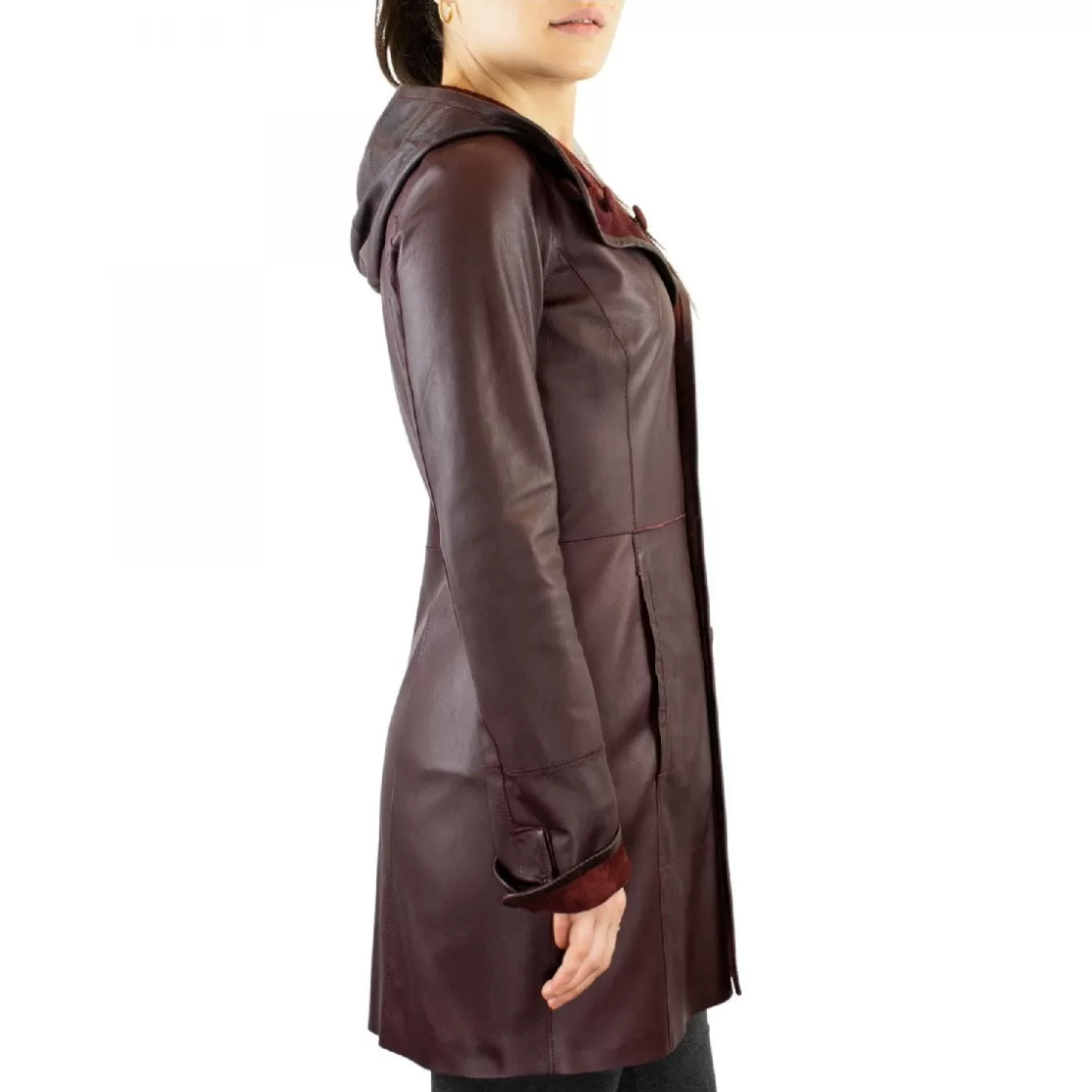 Discount Leonardo Shoes Giacca Elegante Reversibile Da Donna Fatta A Mano In Pelle Di Renna E Agnello Bordeaux Bordo