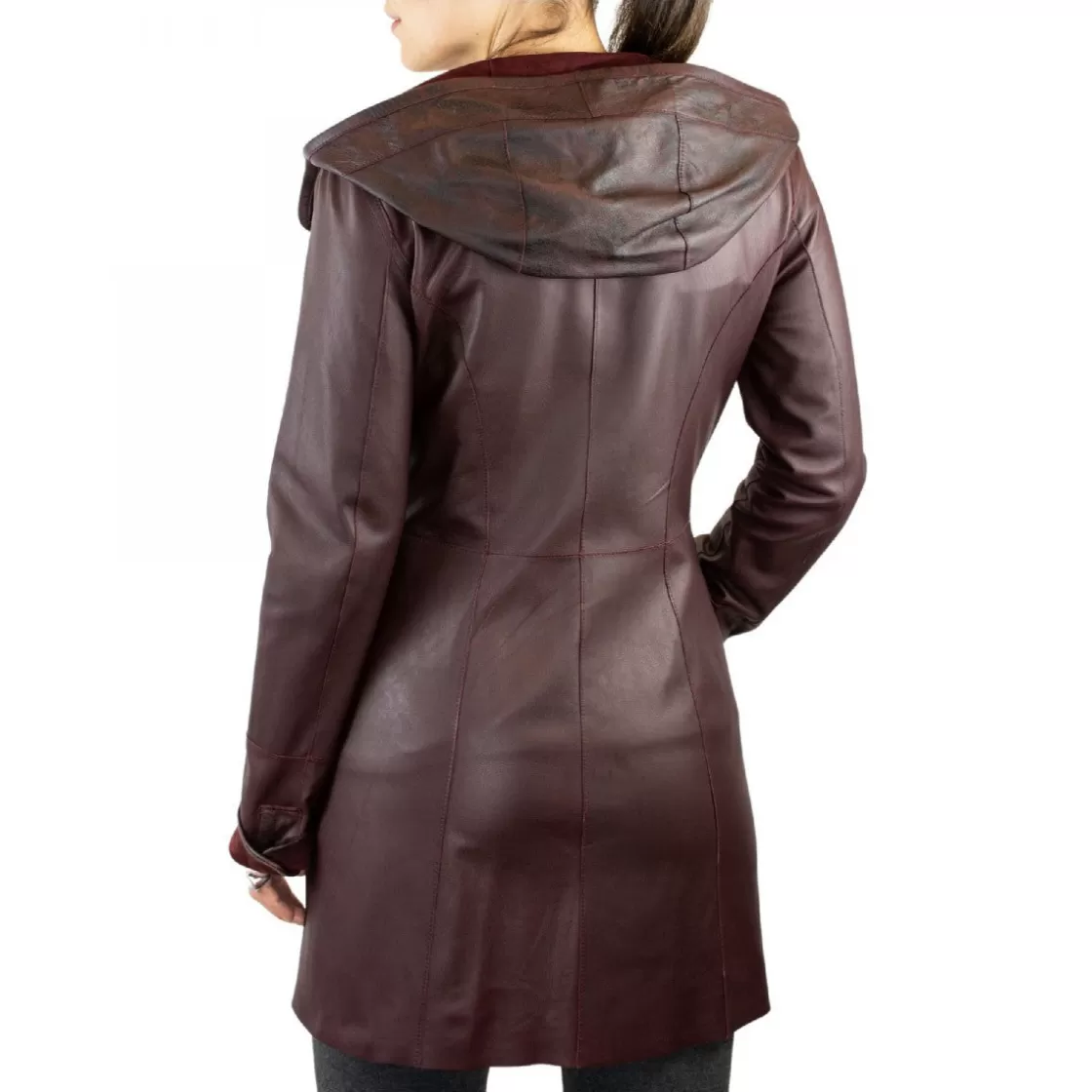 Discount Leonardo Shoes Giacca Elegante Reversibile Da Donna Fatta A Mano In Pelle Di Renna E Agnello Bordeaux Bordo