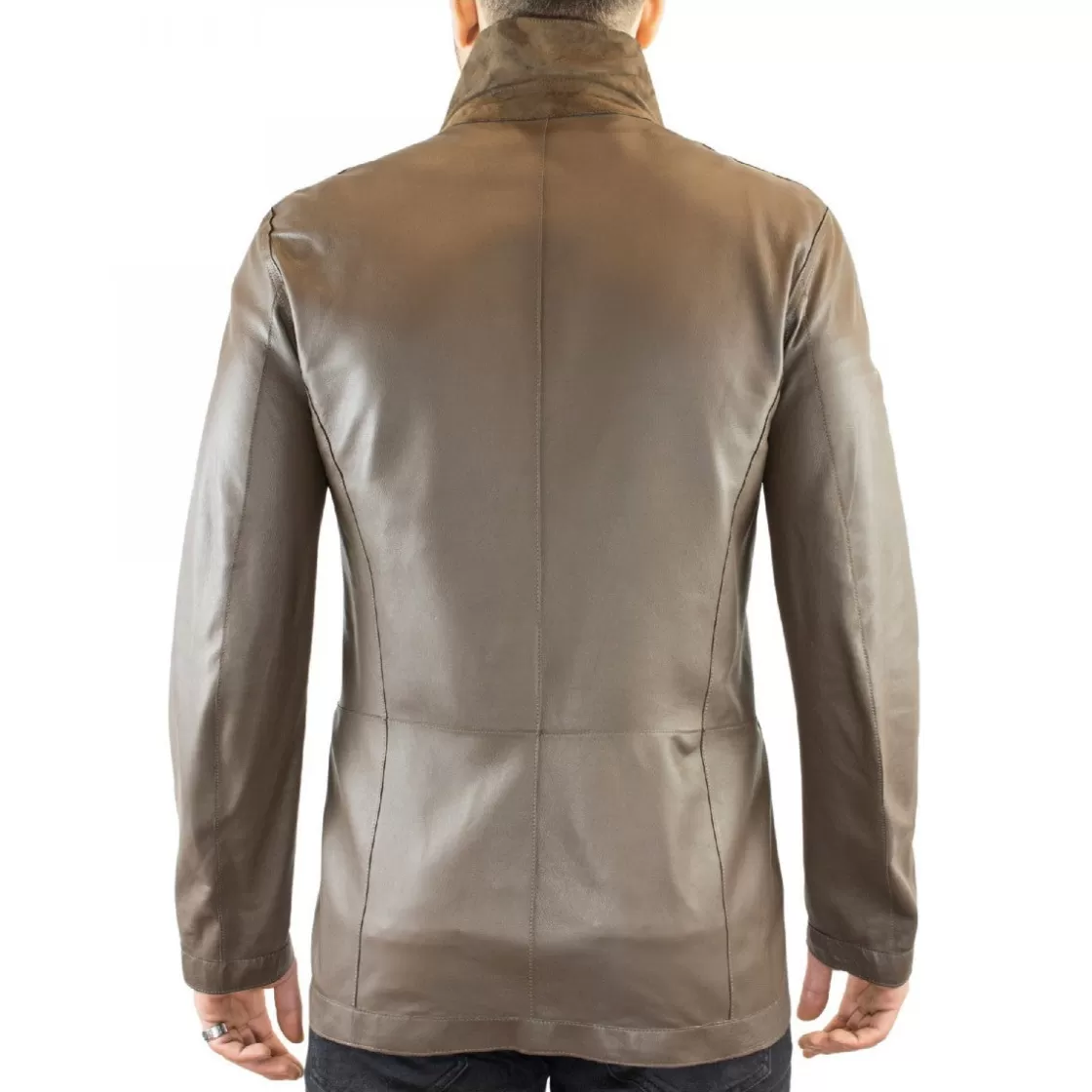 Discount Leonardo Shoes Giacca Elegante Reversibile Da Uomo Fatta A Mano In Pelle Di Renna E Agnello Taupe Con Bottoni Marrone Chiaro
