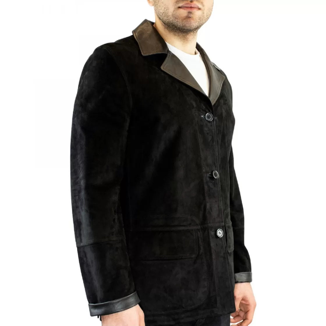 Sale Leonardo Shoes Giacca Formale Reversibile Da Uomo Fatta A Mano In Pelle Di Renna E Agnello Nera Nero