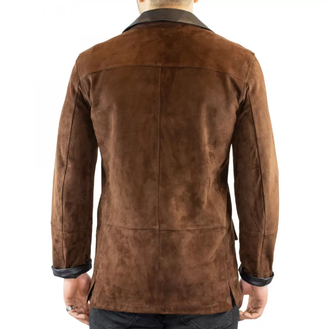 Sale Leonardo Shoes Giacca Formale Reversibile Da Uomo Fatta A Mano In Pelle Di Renna E Agnello Testa Di Moro Marrone Scuro