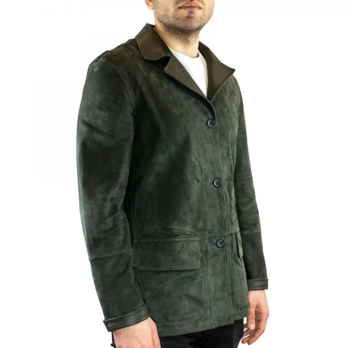 Store Leonardo Shoes Giacca Formale Reversibile Da Uomo Fatta A Mano In Pelle Di Renna E Agnello Verde
