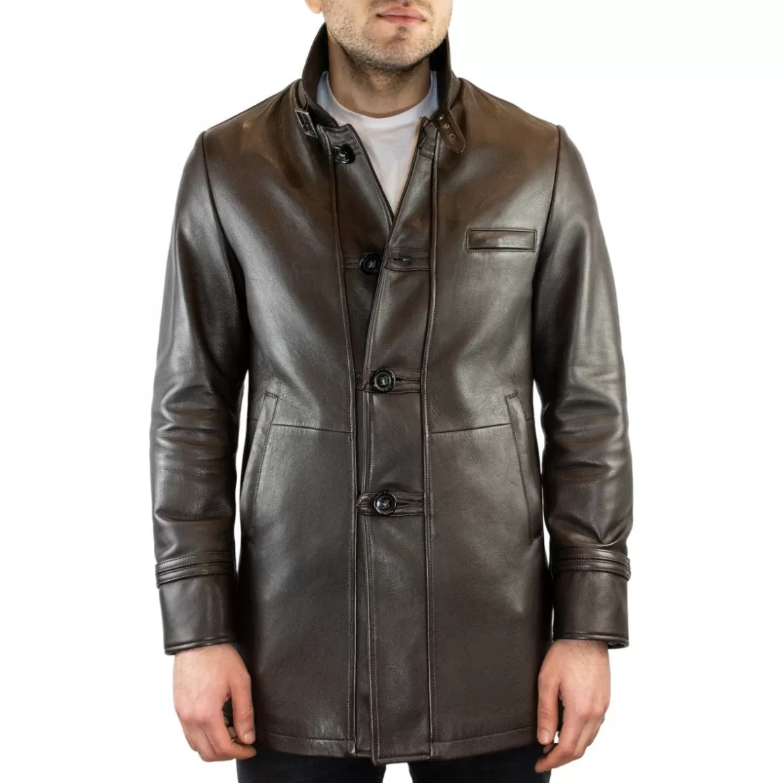 Flash Sale Leonardo Shoes Giacca Formale Rodrigo Da Uomo Fatta A Mano In Pelle Di Agnello Testa Di Moro Marrone Scuro
