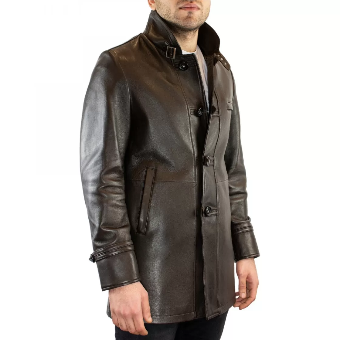 Flash Sale Leonardo Shoes Giacca Formale Rodrigo Da Uomo Fatta A Mano In Pelle Di Agnello Testa Di Moro Marrone Scuro