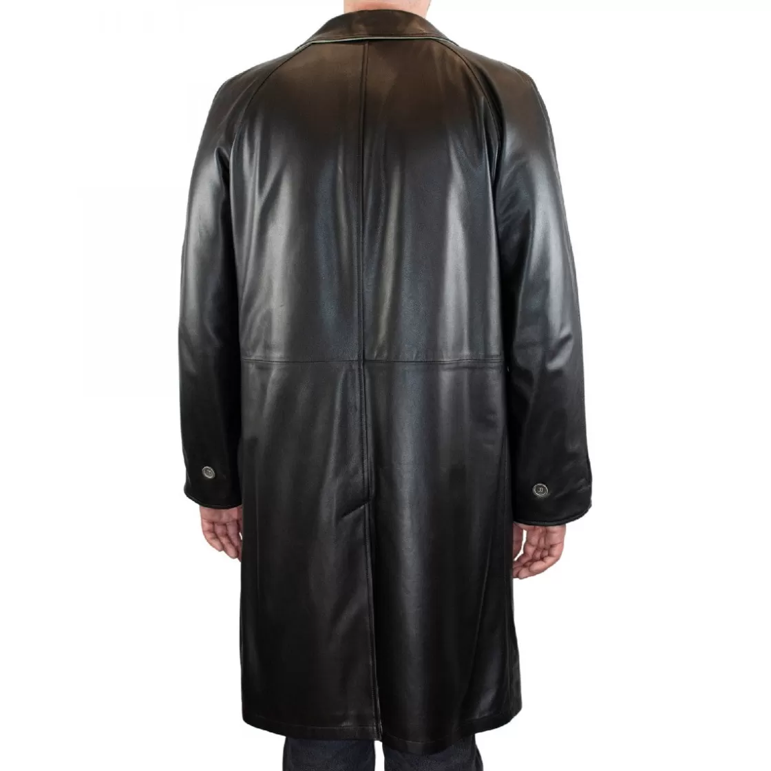 Outlet Leonardo Shoes Giacca Lunga Reversibile Da Uomo In Pelle Nera Con Bottoni Nero