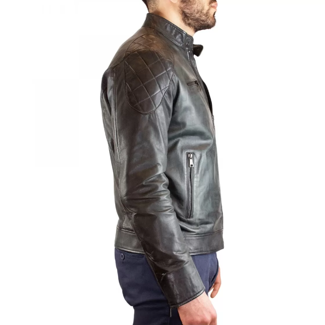 Best Sale Leonardo Shoes Giacca Modello Figo Da Uomo Fatta A Mano In Pelle Nera Con Cerniera Nero