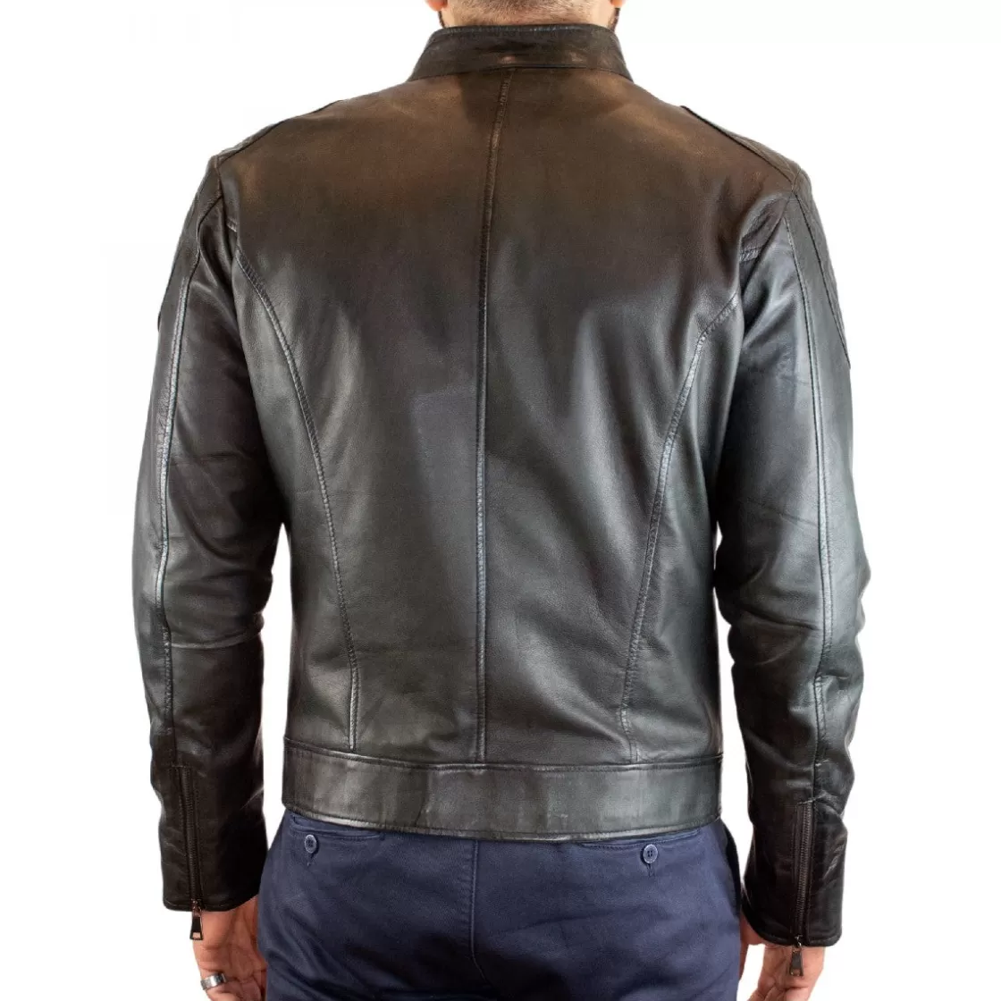 Best Sale Leonardo Shoes Giacca Modello Figo Da Uomo Fatta A Mano In Pelle Nera Con Cerniera Nero