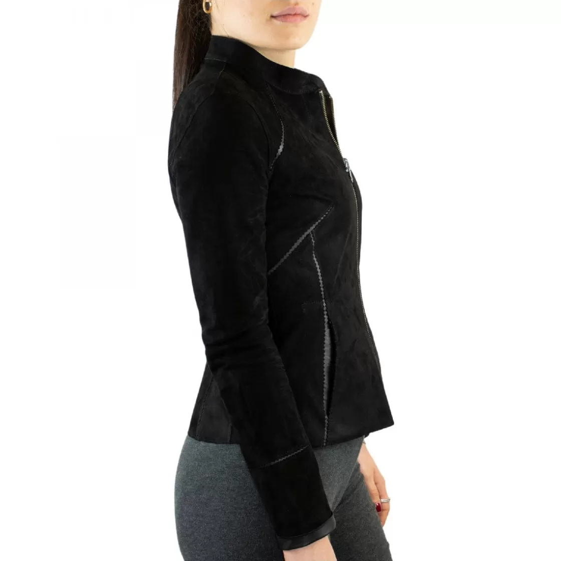 Online Leonardo Shoes Giacca Reversibile Astrid Da Donna Fatta A Mano In Pelle Di Renna Nera Con Cerniera Nero