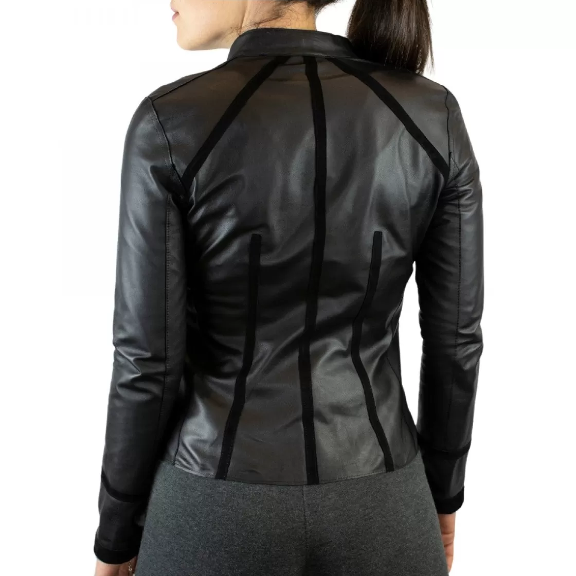 Online Leonardo Shoes Giacca Reversibile Astrid Da Donna Fatta A Mano In Pelle Di Renna Nera Con Cerniera Nero