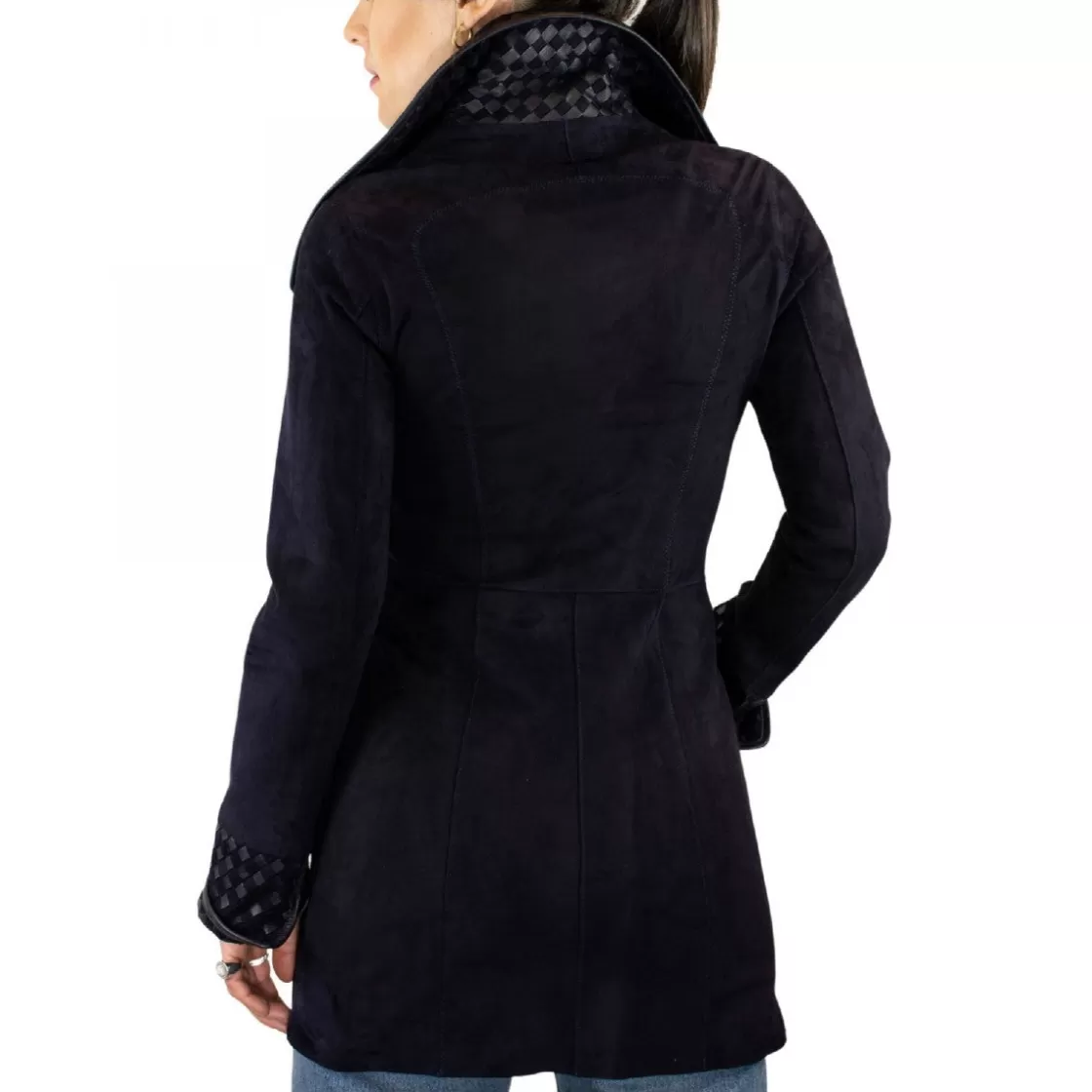 Clearance Leonardo Shoes Giacca Reversibile Da Donna Fatta A Mano In Pelle Di Renna E Agnello Blu