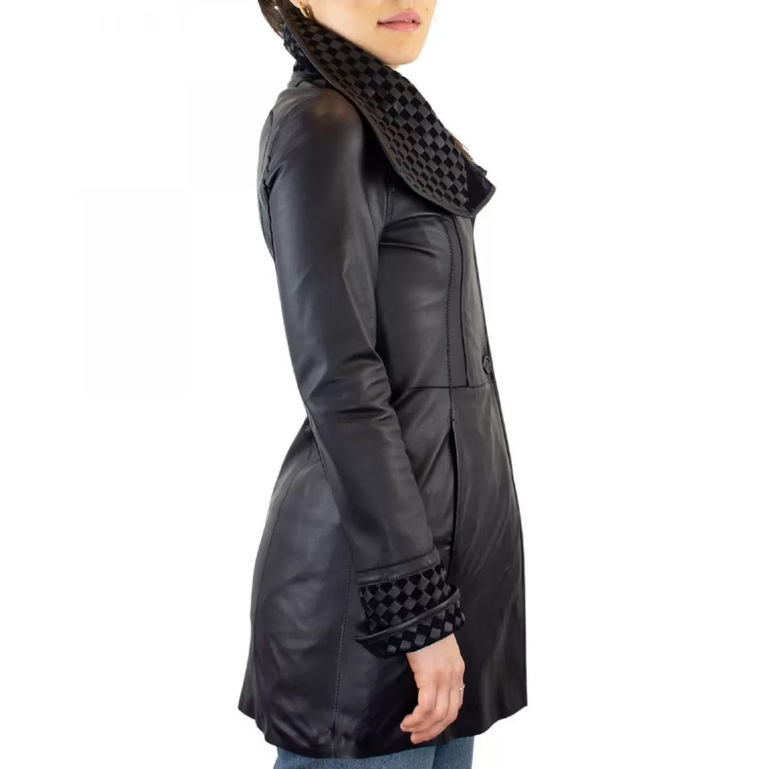 Clearance Leonardo Shoes Giacca Reversibile Da Donna Fatta A Mano In Pelle Di Renna E Agnello Blu