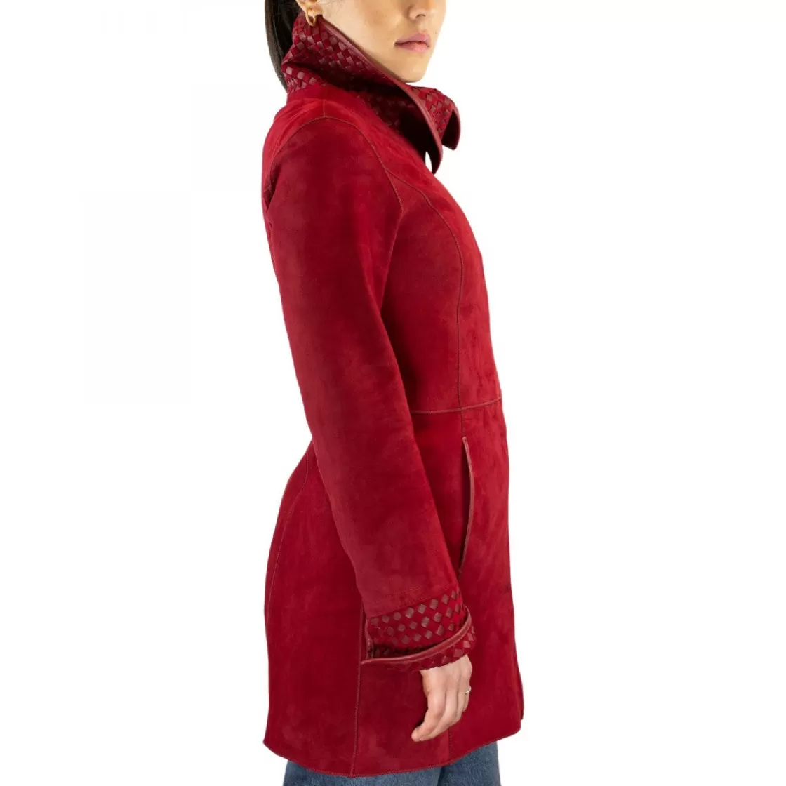 Discount Leonardo Shoes Giacca Reversibile Da Donna Fatta A Mano In Pelle Di Renna E Agnello Rosso