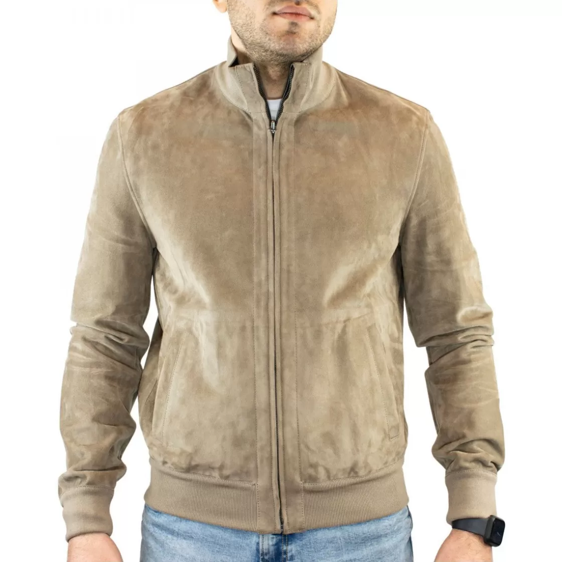 Outlet Leonardo Shoes Giacca Reversibile Da Uomo Fatta A Mano In Pelle Di Renna E Agnello Taupe E Blu Grigio