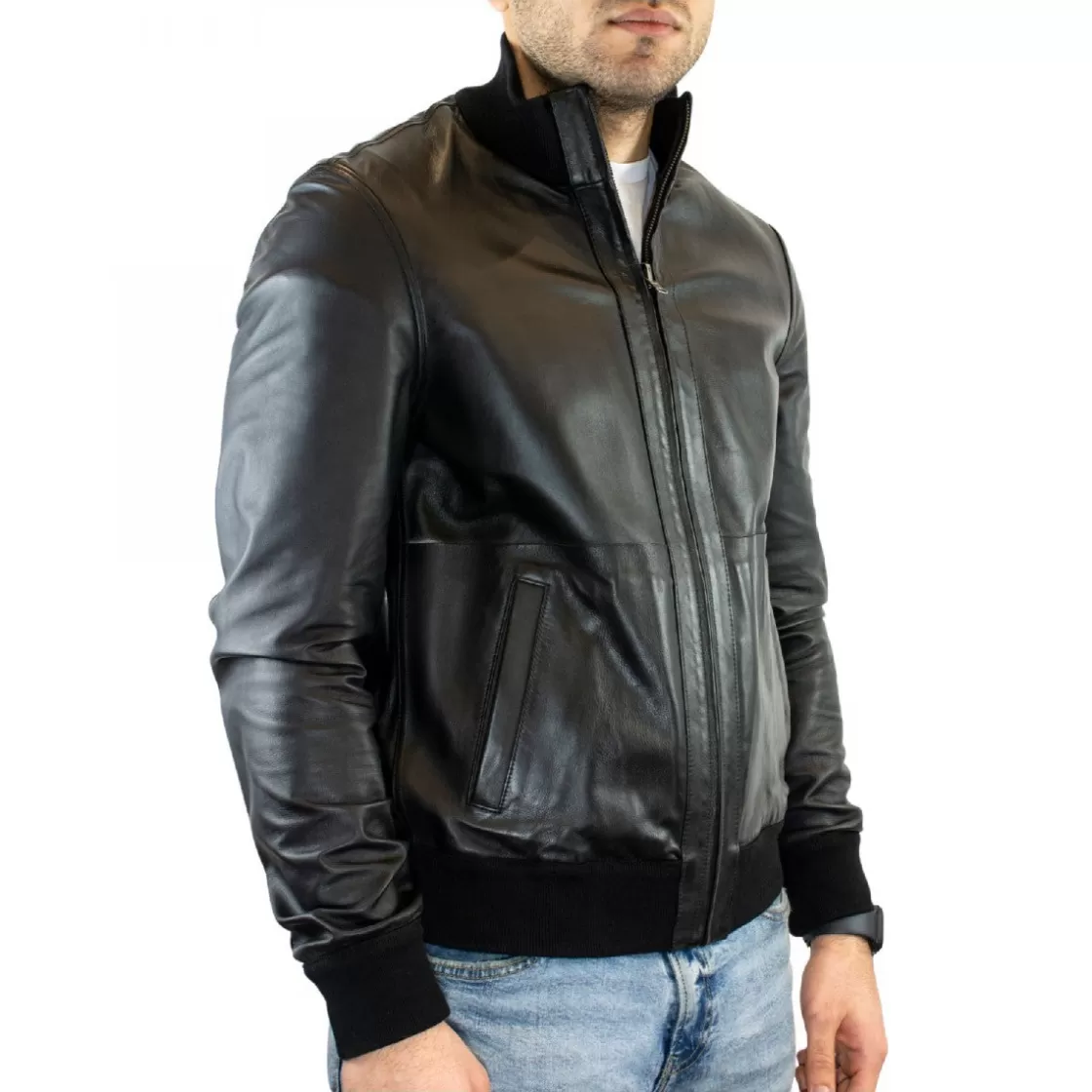 Shop Leonardo Shoes Giacca Reversibile Da Uomo Fatta A Mano In Pelle Di Renna E Di Agnello Nera Nero