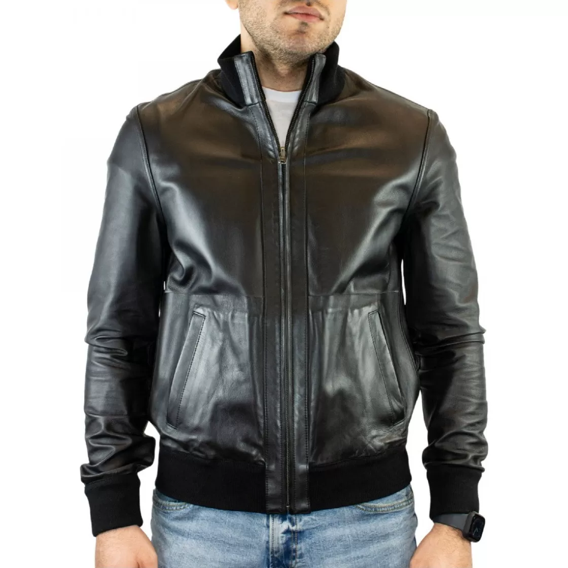 Shop Leonardo Shoes Giacca Reversibile Da Uomo Fatta A Mano In Pelle Di Renna E Di Agnello Nera Nero