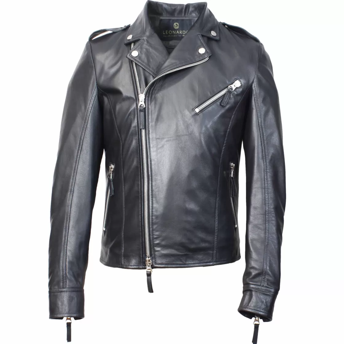 Clearance Leonardo Shoes Giacca Riders Hakan Da Uomo Fatta A Mano In Pelle Nera Nero