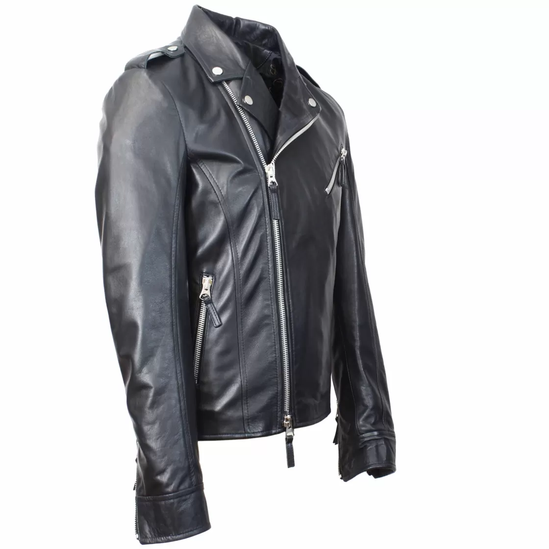 Clearance Leonardo Shoes Giacca Riders Hakan Da Uomo Fatta A Mano In Pelle Nera Nero