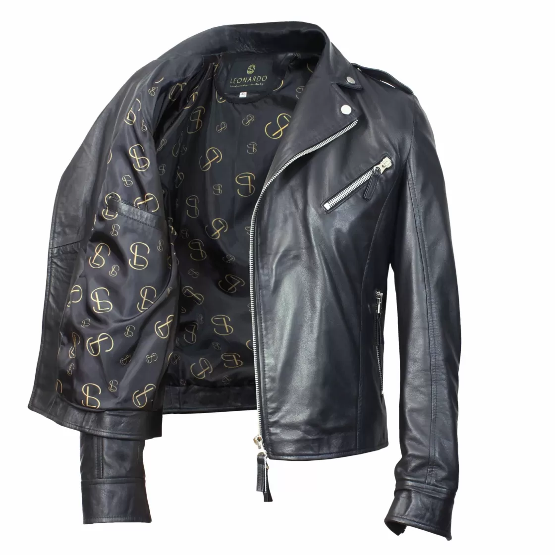 Clearance Leonardo Shoes Giacca Riders Hakan Da Uomo Fatta A Mano In Pelle Nera Nero