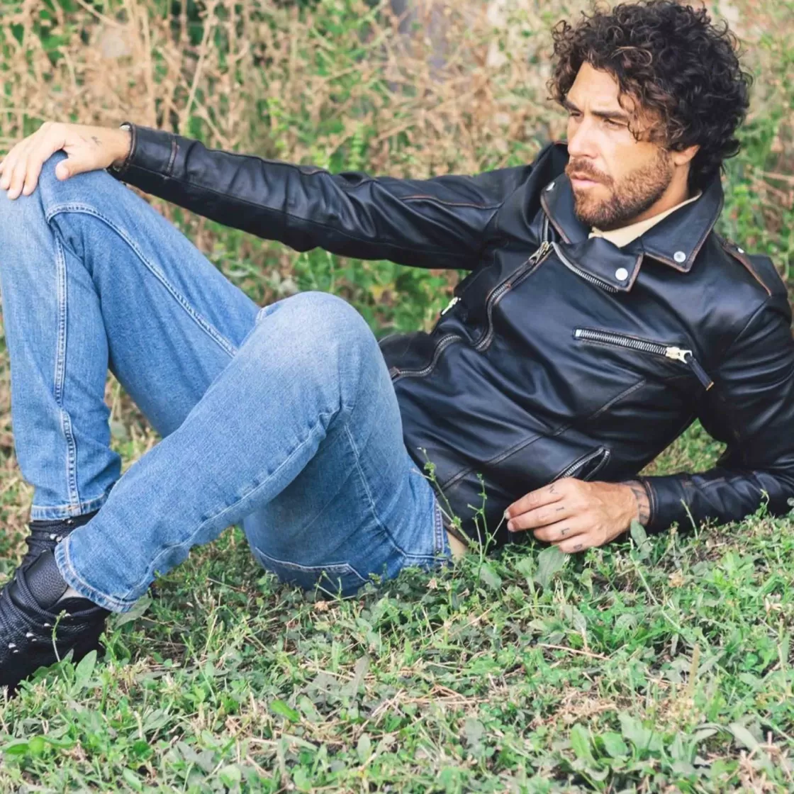 Best Sale Leonardo Shoes Giacca Riders Hakan Vintage Da Uomo Fatta A Mano In Pelle Nera Nero