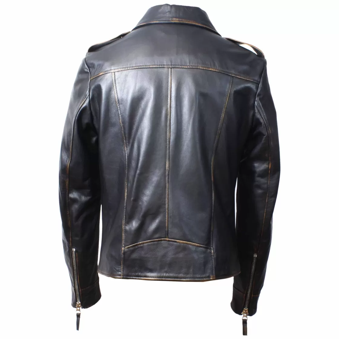 Best Sale Leonardo Shoes Giacca Riders Hakan Vintage Da Uomo Fatta A Mano In Pelle Nera Nero
